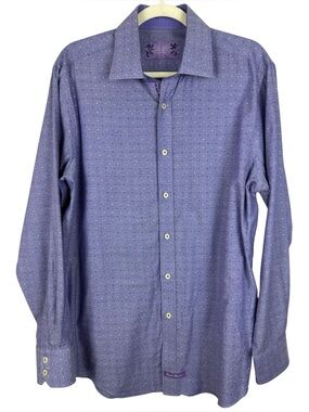 English Laundry Purple Diamond Geometric Dotted Dress Shirt 16.5 34/35